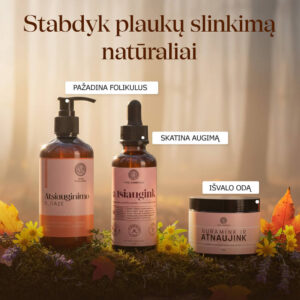 Augimo Aktyvatorius™: rinkinys slenkantiems, pavargusiems ir atgimimo laukiantiems plaukams